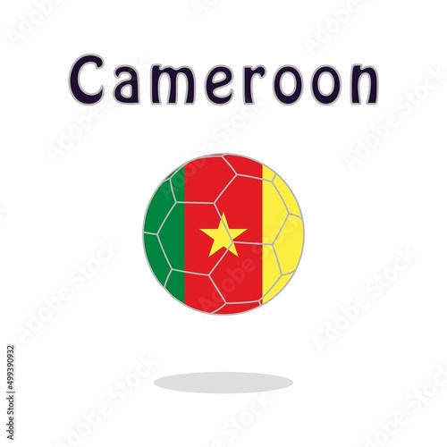 Soccer ball with Cameroon flag motif. Vector illustration 