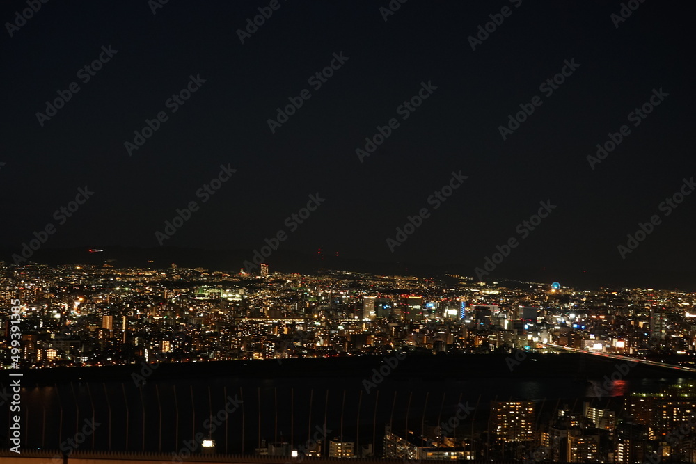 Naklejka premium 日本 大阪府 梅田スカイビル 空中庭園展望台からの眺望 夜景