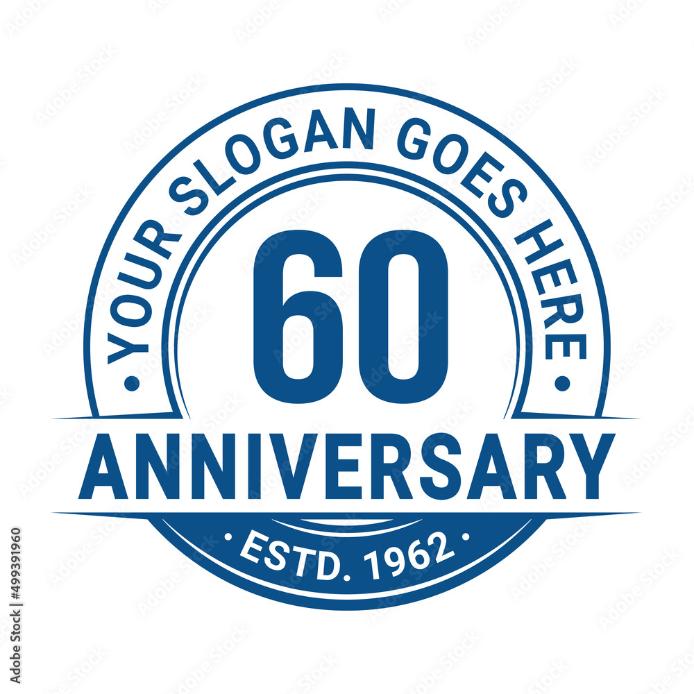60 years anniversary logo design template. 60th anniversary celebrating logotype. Vector and illustration.
