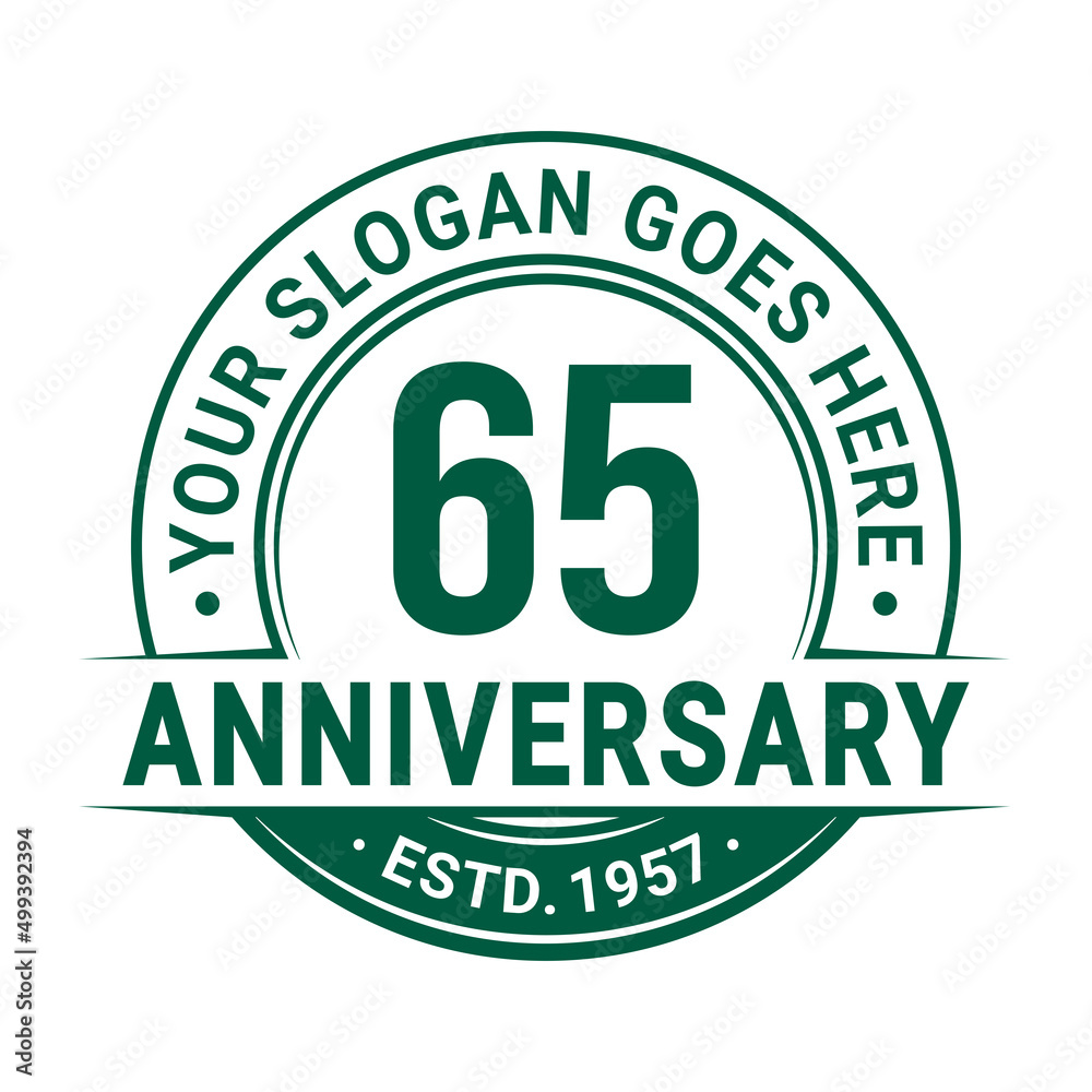 65 years anniversary logo design template. 65th anniversary celebrating logotype. Vector and illustration.
65 years anniversary logo design template. 65th anniversary celebrating logotype. Vector and illustration.