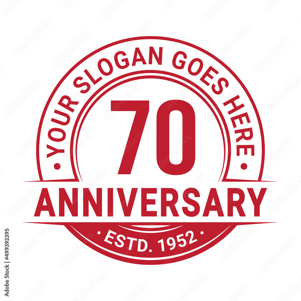 70 years anniversary logo design template. 70th anniversary celebrating logotype. Vector and illustration.
