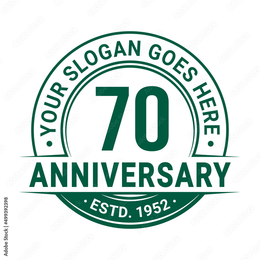 70 years anniversary logo design template. 70th anniversary celebrating logotype. Vector and illustration.
