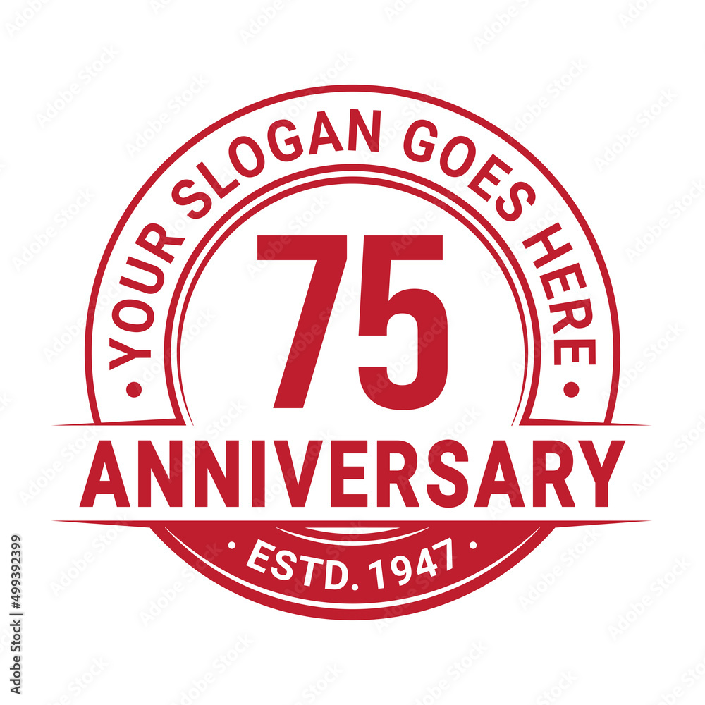 75 years anniversary logo design template. 75th anniversary celebrating logotype. Vector and illustration.
