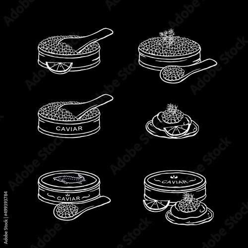 Caviar vector illustration set