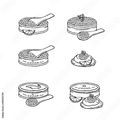 Caviar vector illustration set