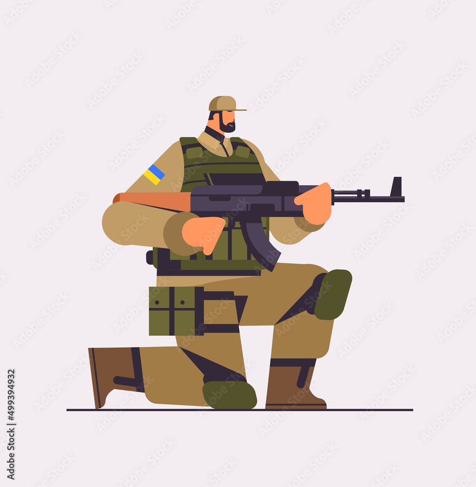 Ukrainian soldier in full body armor special forced Ukrainian defender ...