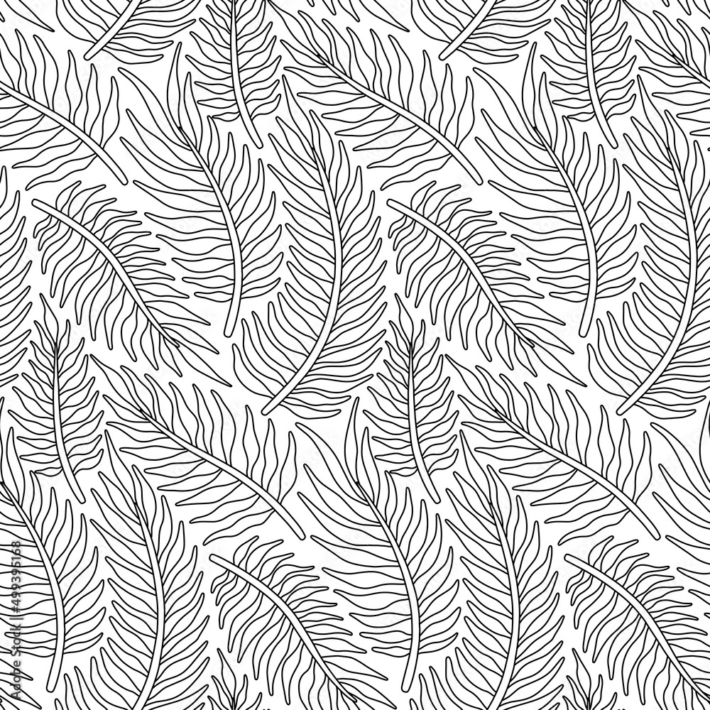 Black and White Nature Vector Seamless Pattern