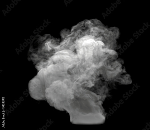 Very Swirly and Wispy White Smoke cloud on black