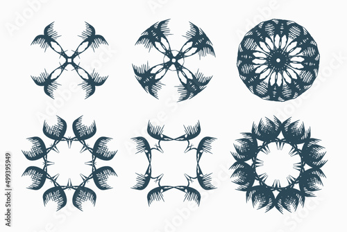 Decorative print. Graphic image of abstract flowers [vector set]