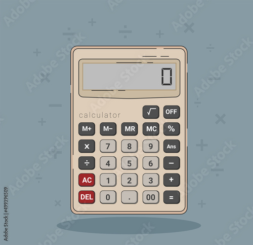 Calculator flat style, a portable calculation tool for finance, business. cute design illustration.