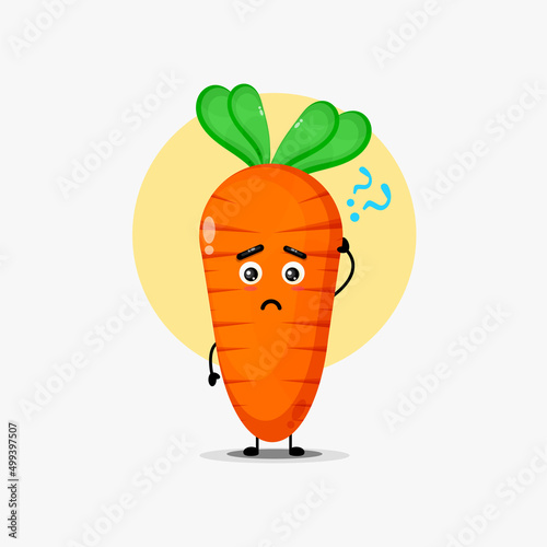 Cute carrot character confused