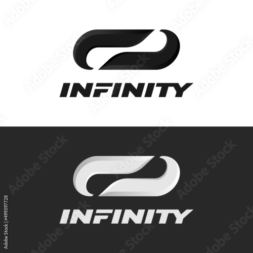 set of  black and white modern infinity logo photo