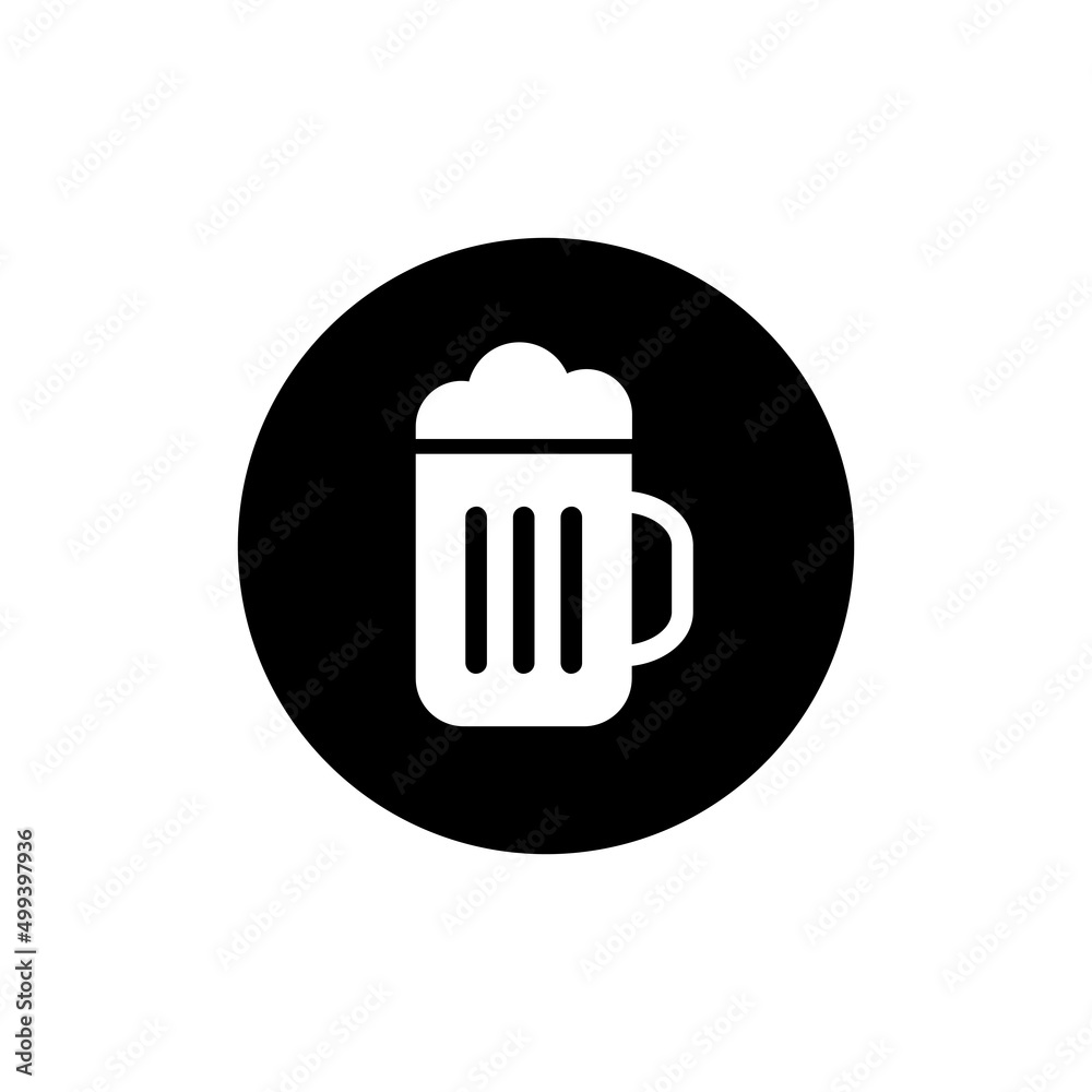 Beer icon in black round Beer icon in black round