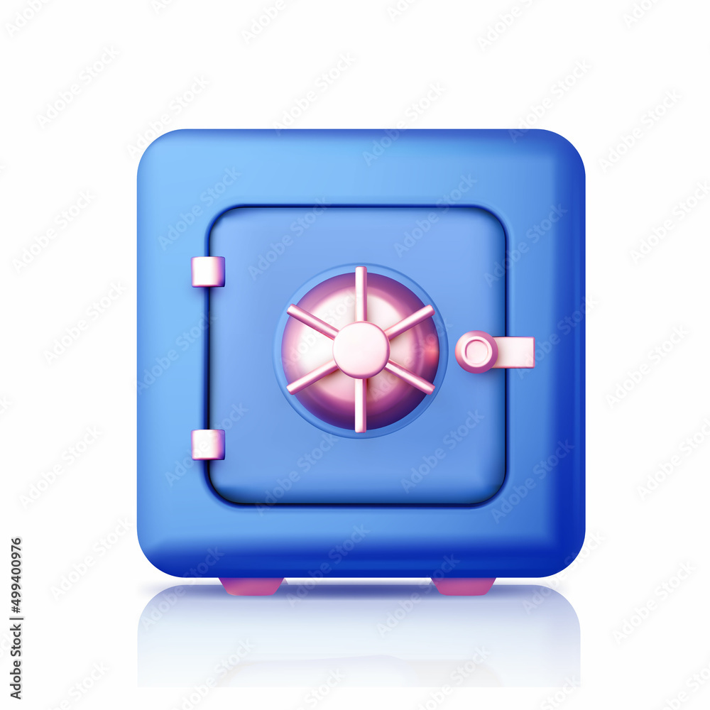3D safe box. Money protection render. Frontal view. Banking safety clip art. 3D safe box. Money protection render. Frontal view. Banking safety clip art.