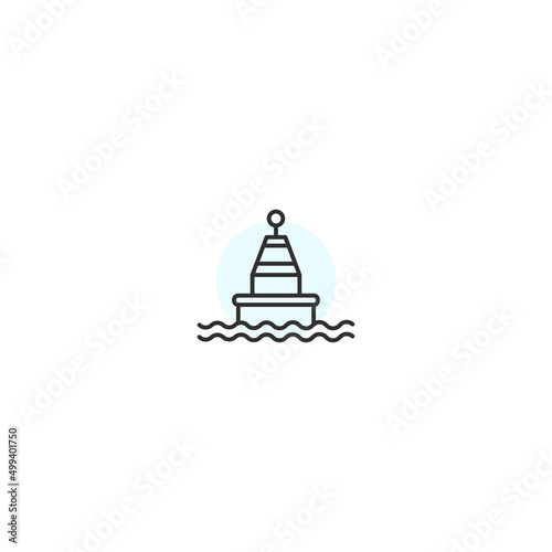 Buoy sea beacon line icon. Waterway protection zone marker