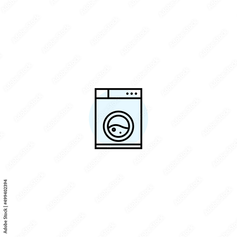 Wash machine line icon. Cloth washer automatic washing