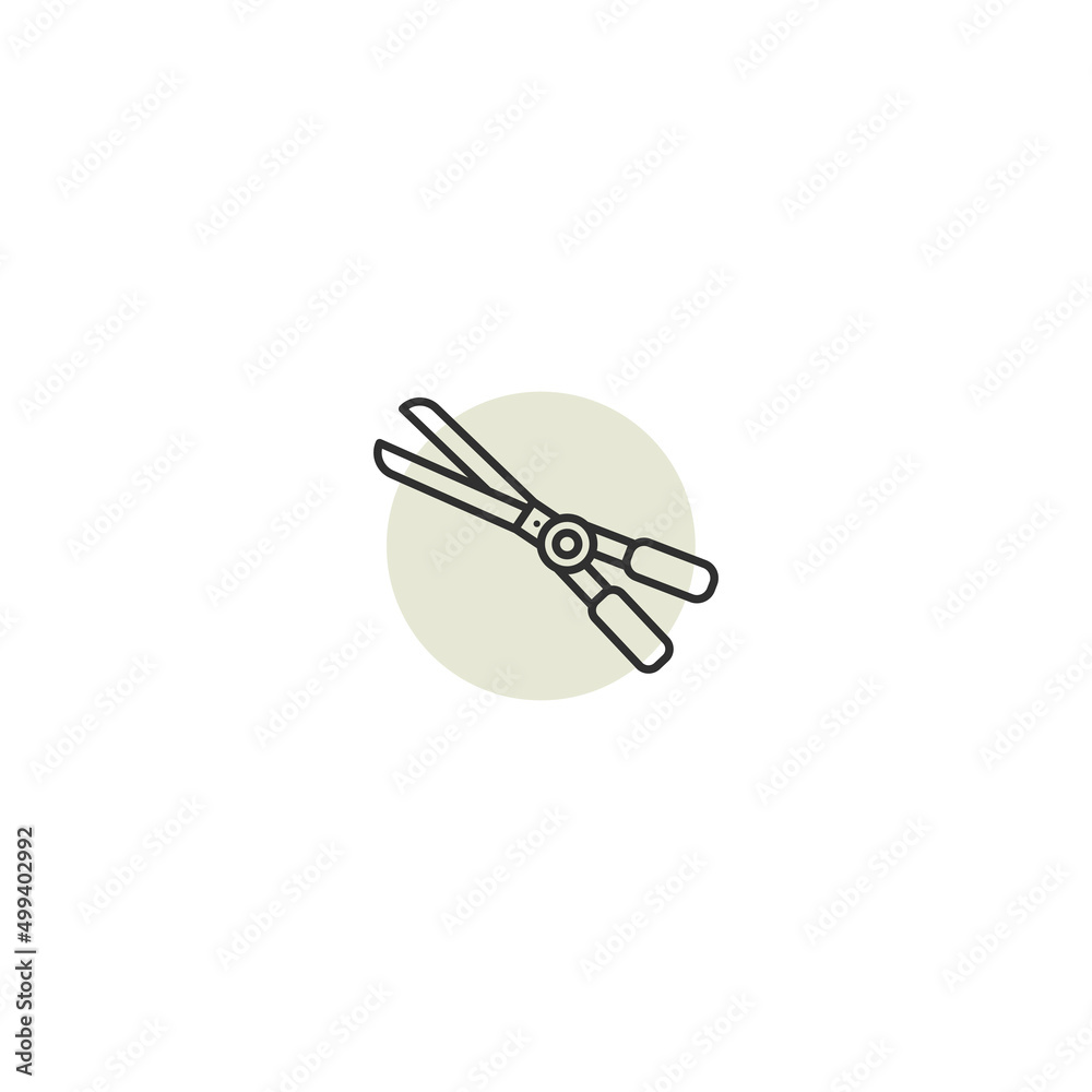Garden scissors line icon. Scissor cut secateurs Garden scissors line icon. Scissor cut secateurs