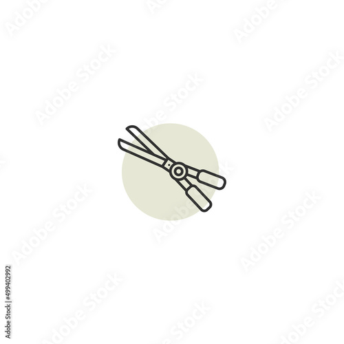 Garden scissors line icon. Scissor cut secateurs