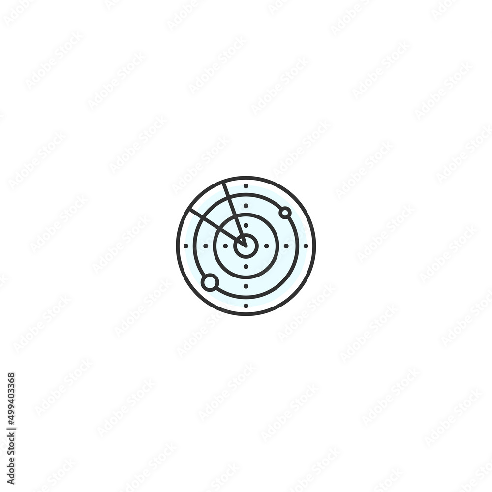 Radar tracker line icon. Detect cyber security navigation
