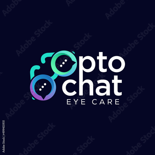 opto chat eye care design logo, typography optometry consulting office and product design 