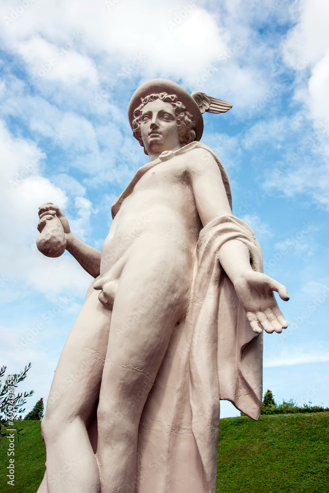 Abstract image of ancient statue of god Hermes (Mercury), personification of success, prosperity, patron saint of business, traders, commerce, merchants, entrepreneurs and travelers.