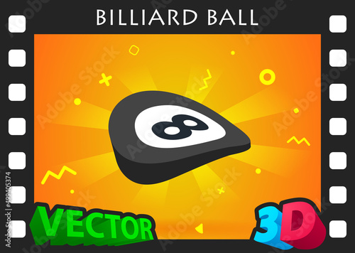 Billiard ball isometric design icon. Vector web illustration. 3d colorful concept