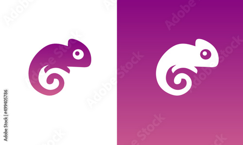 Template logo icon chameleon with gradient color Pacific pink and velvet violet color