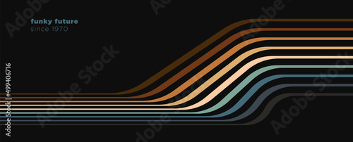 Tela Abstract 1970's background design in elegant retro style with colorful lines