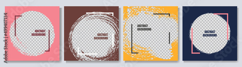 Vector illustration. Grunge overlay. Backgrounds set. Hand drawn grungy abstract overlay with frame. Ink brush strokes mess. Design for web banner, social media template, catalog. Frame for photo