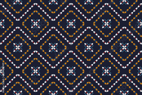 Fabric ethnic style. Ikat seamless pattern traditional. Design for background, wallpaper, vector illustration, fabric, clothing, carpet, textile, batik, embroidery.