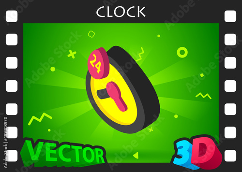Clock isometric design icon. Vector web illustration. 3d colorful concept