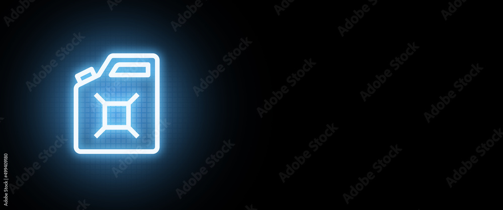 Canister sign with gasoline or oil in the form of a hologram with copy space Canister sign with gasoline or oil in the form of a hologram with copy space