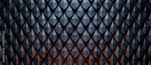 Dragon scale texture. Dark abstract background. 3d render.