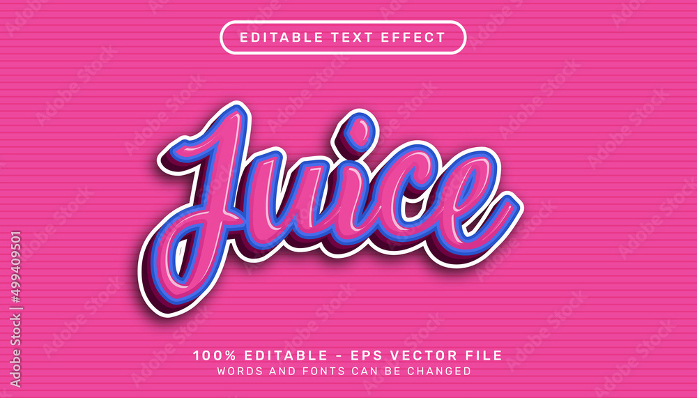 juice 3d text effect and editable text effect	