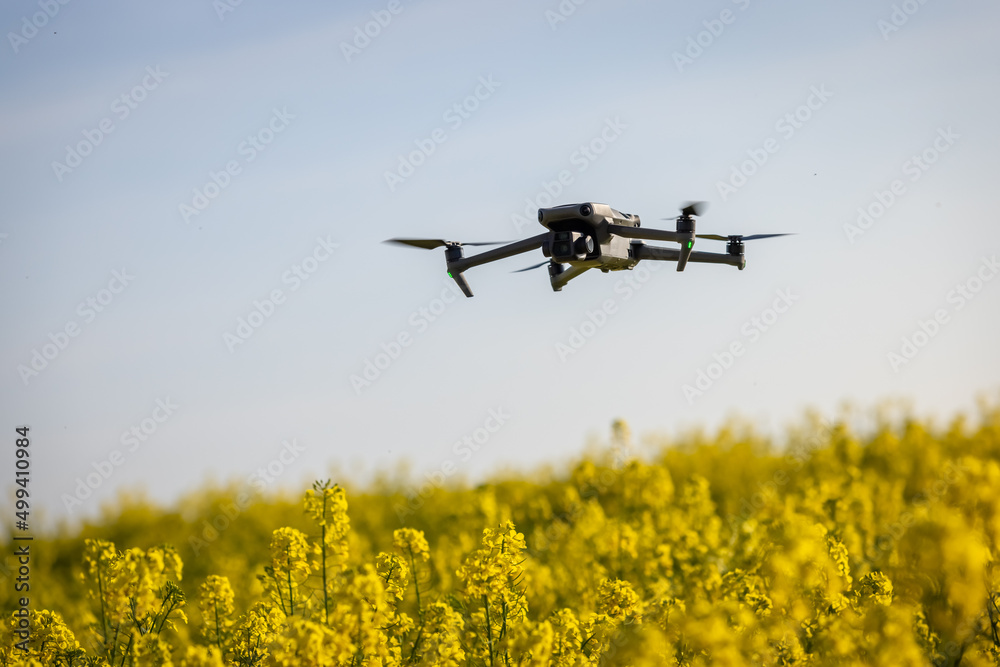 Farming Drone Flying Over a Crop Monitoring Plant Health for Crop Yield Farming Drone Flying Over a Crop Monitoring Plant Health for Crop Yield