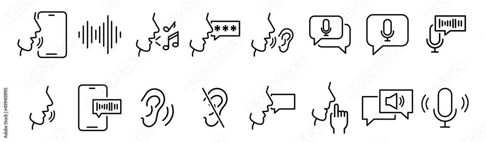 Set of voice related vector Icons - obrazy, fototapety, plakaty 