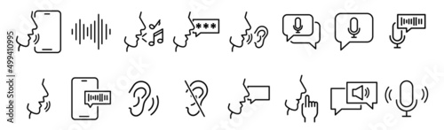 Fényképezés Set of voice related vector Icons