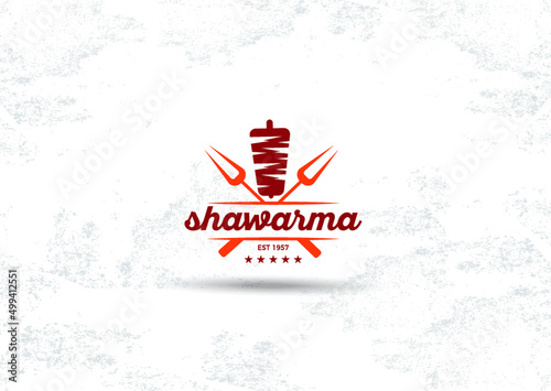 Set of shawarma doner kebab logo templates. creative labels for Turkish and Arabian fast food restaurant 