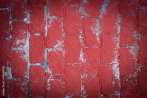 texture in the form of red bricks folded vertically