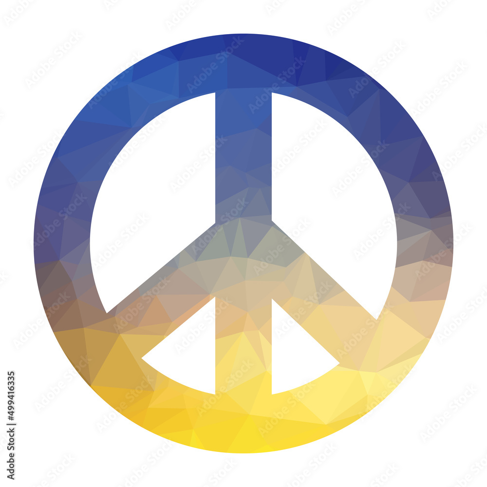 Ukraine Colored Pacifist Sign Isolated on White Background. Ukrainian Peace Symbol. Ukraine Colored Pacifist Sign Isolated on White Background. Ukrainian Peace Symbol.