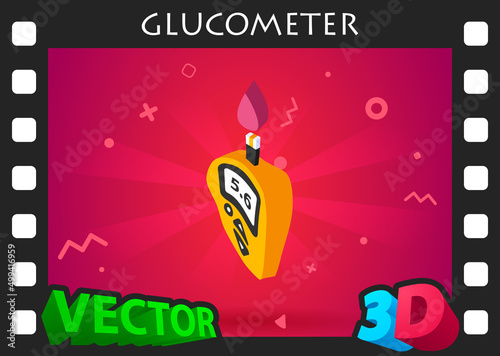 Glucometer isometric design icon. Vector web illustration. 3d colorful concept