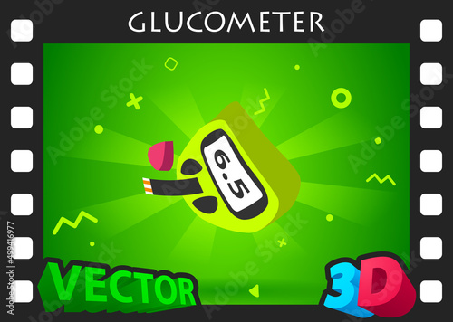 Glucometer isometric design icon. Vector web illustration. 3d colorful concept