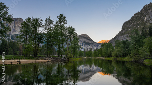 Last Light on Clouds Rest from Sentinel Beach, in Yosemite National Park, near Merced, California.
