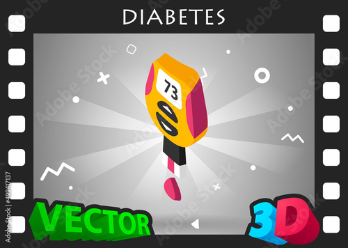Diabetes isometric design icon. Vector web illustration. 3d colorful concept