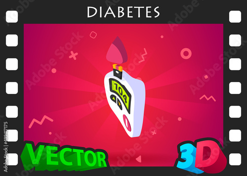 Diabetes isometric design icon. Vector web illustration. 3d colorful concept