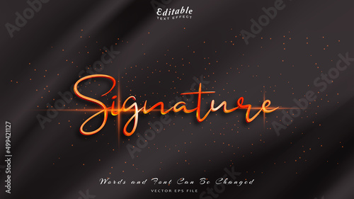 signature editable text effect with black wavy background. black silk luxury background.