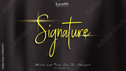 signature editable text effect with black wavy background. black silk luxury background.