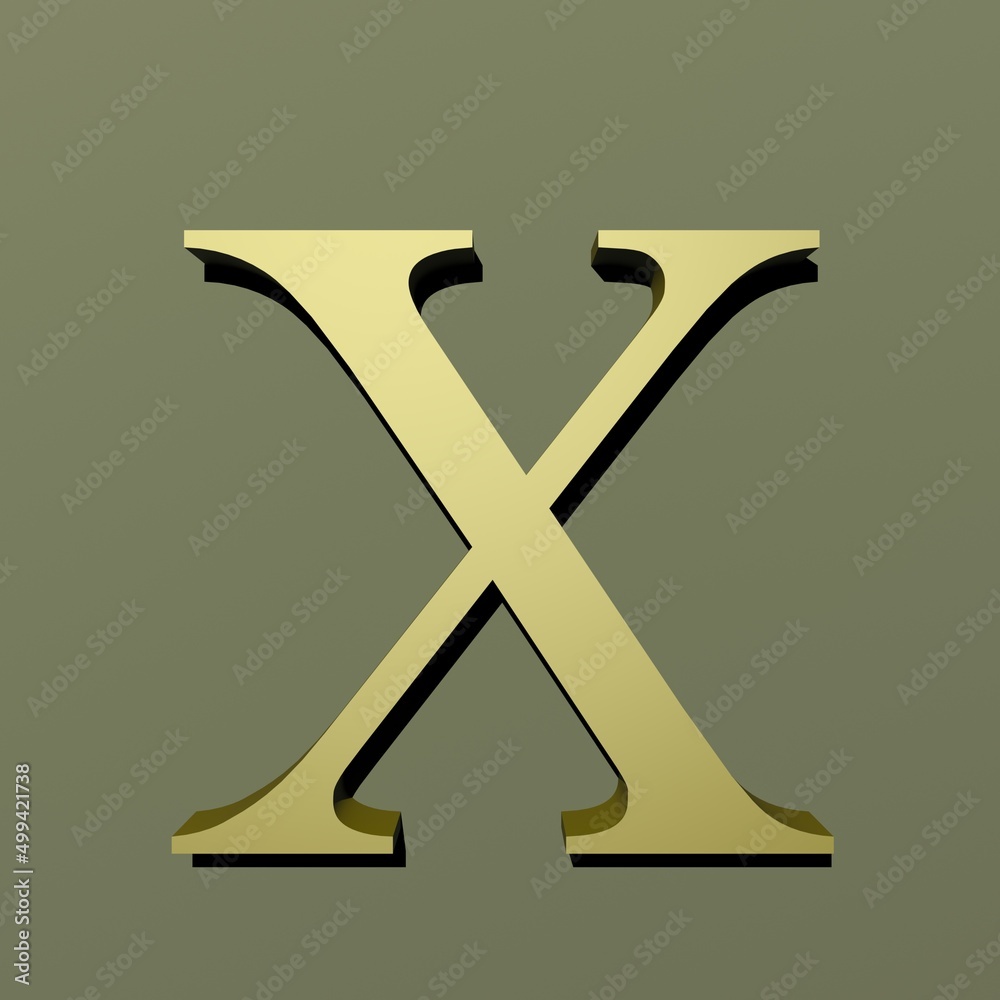 Roman numerals. Roman numeral 10. Roman ten. 3D render illustration