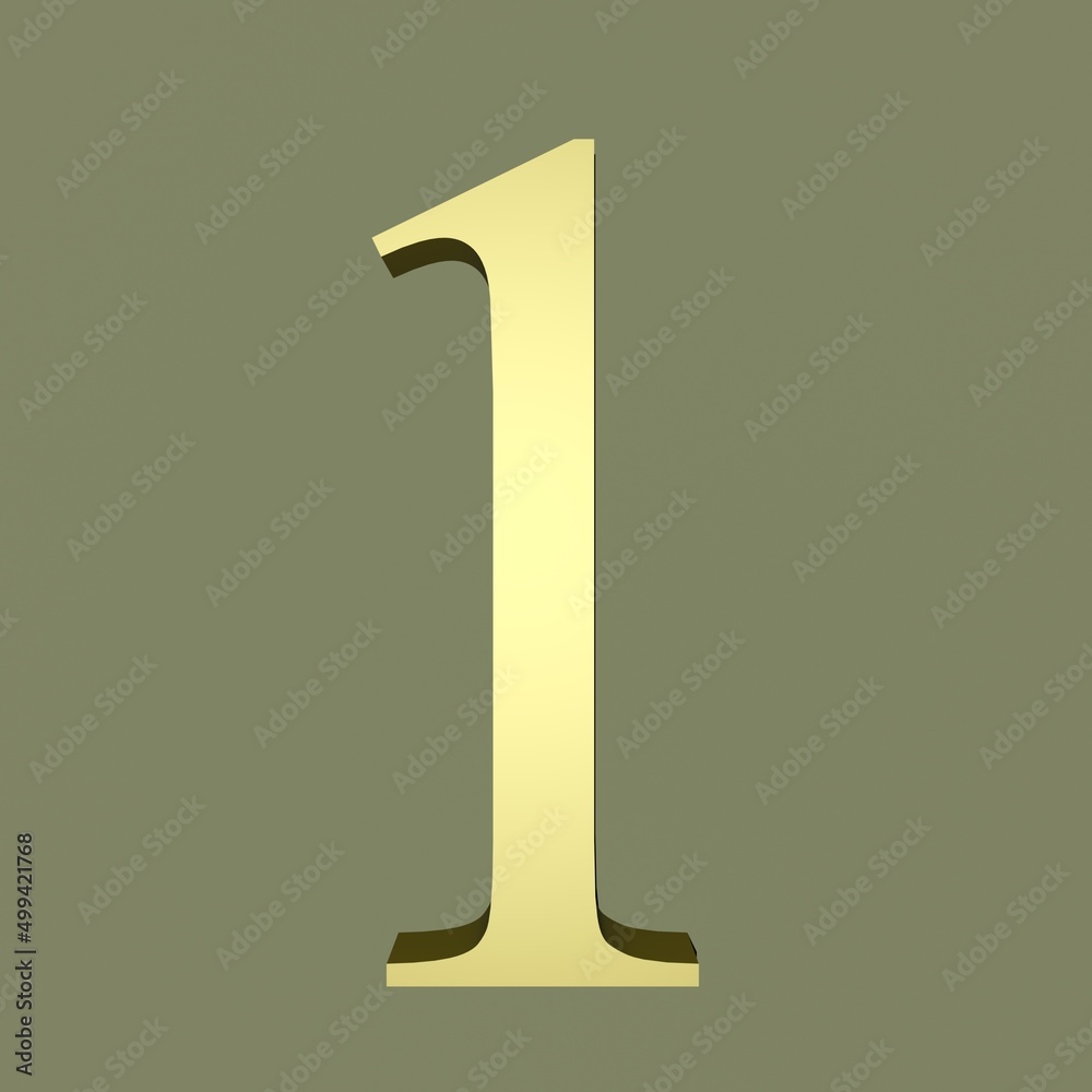 Number 1 is golden. Number one. 3D render illustration. Number 1 is golden. Number one. 3D render illustration.