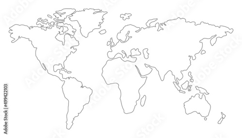 Hand drawn world map in minimalist style. Vector illustration.